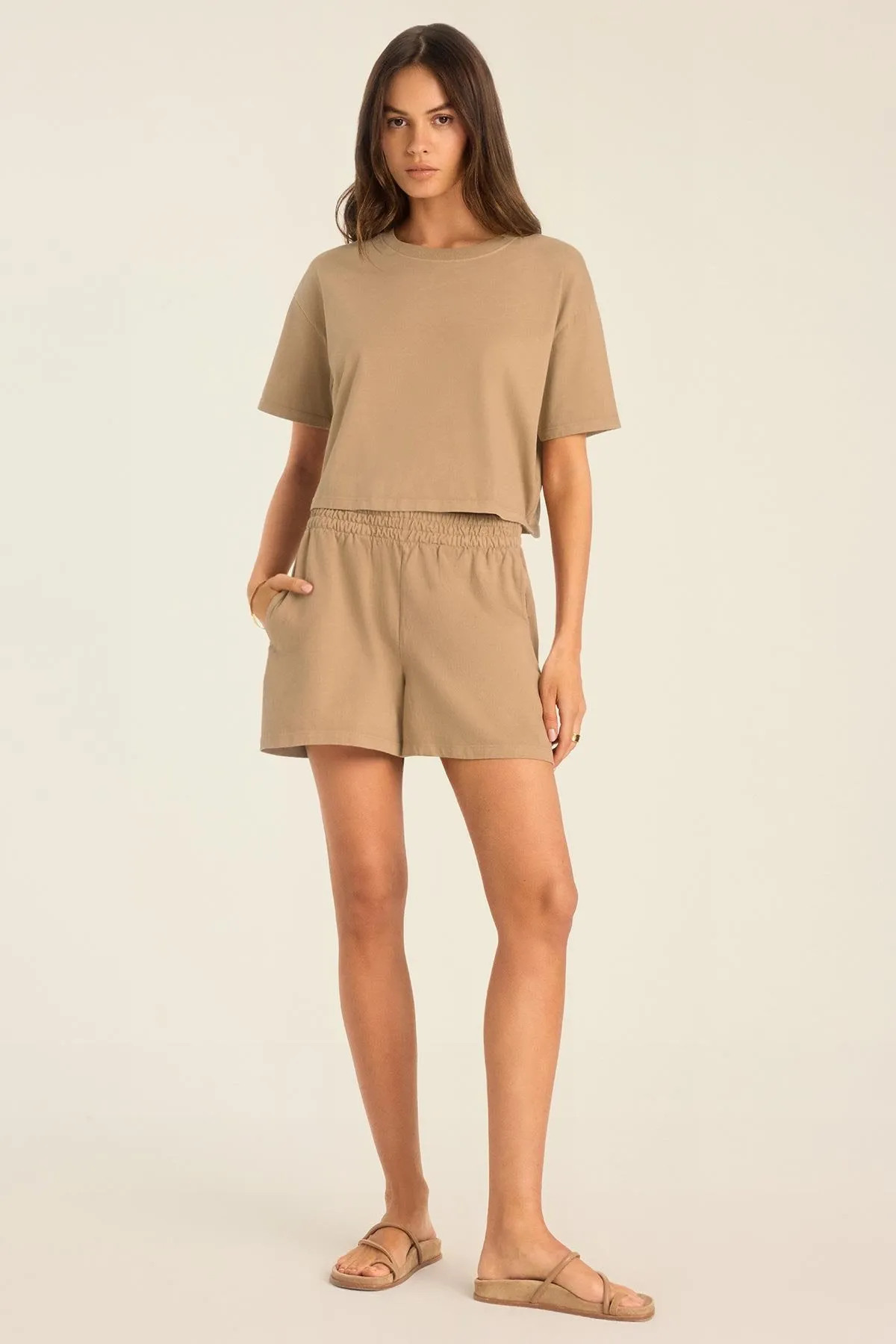 Chill Comfort athletic clothing Coast Short - Latte Cotton Jersey
