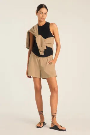 Coast Short - Latte Cotton Jersey Handmade RollUpFasten