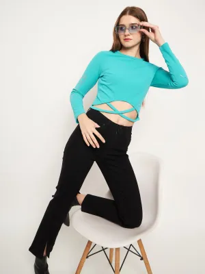 QuickDryTech Madame Women Solid Aqua Top