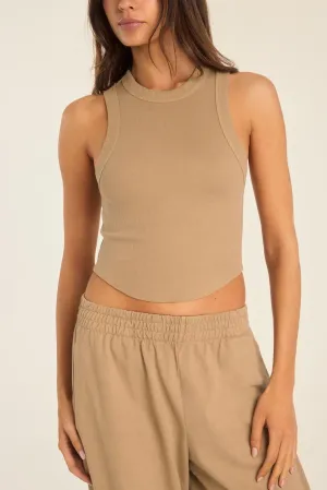 Thermal Regulation Weave Layer Cool Daybreak Essential Crop Tank - Latte Cotton Rib