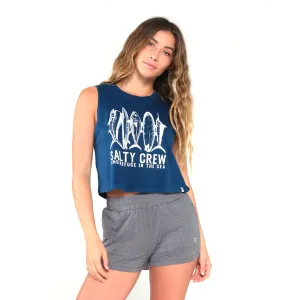 Line Up Cropped Tank Top - Blue Steel Indoor Use UV Shield