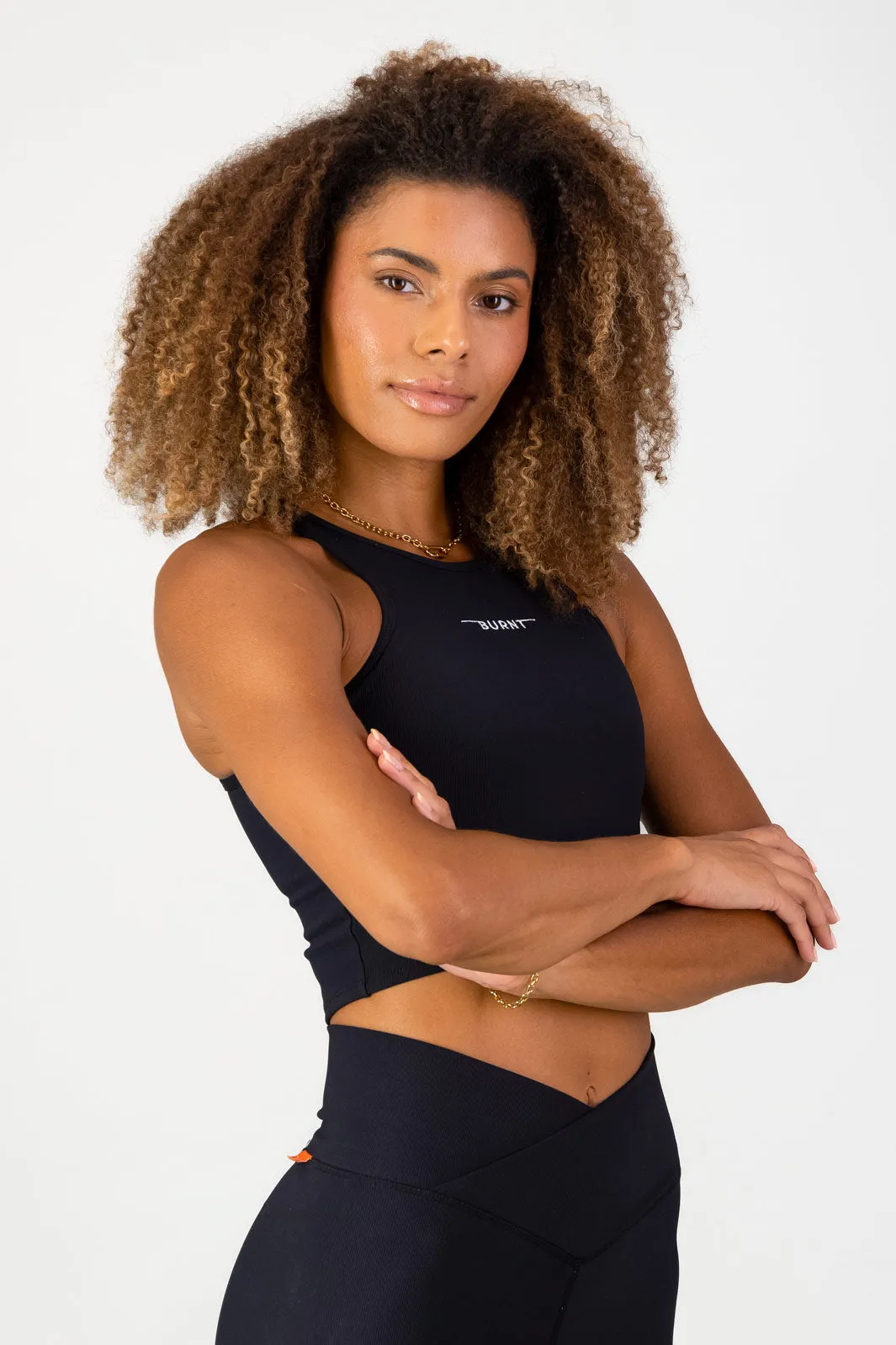 Anti Static Material low end Stile Di Vita Rib Supportive Tank - Black