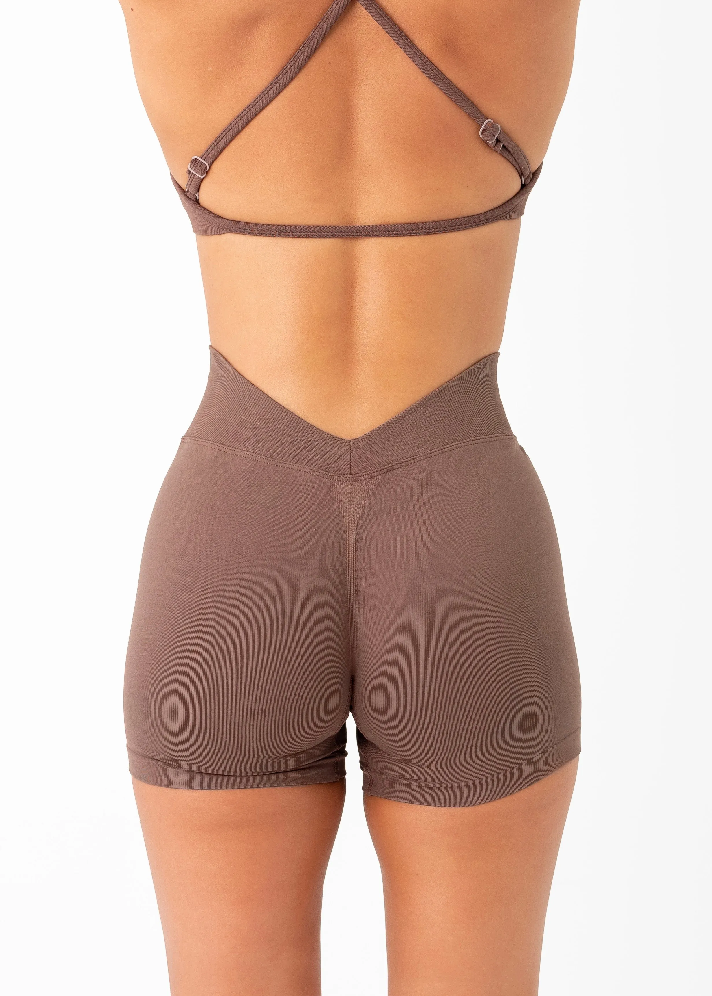 school outfit V SCULPT SEAMLESS SHORTS - CHOCOLATE