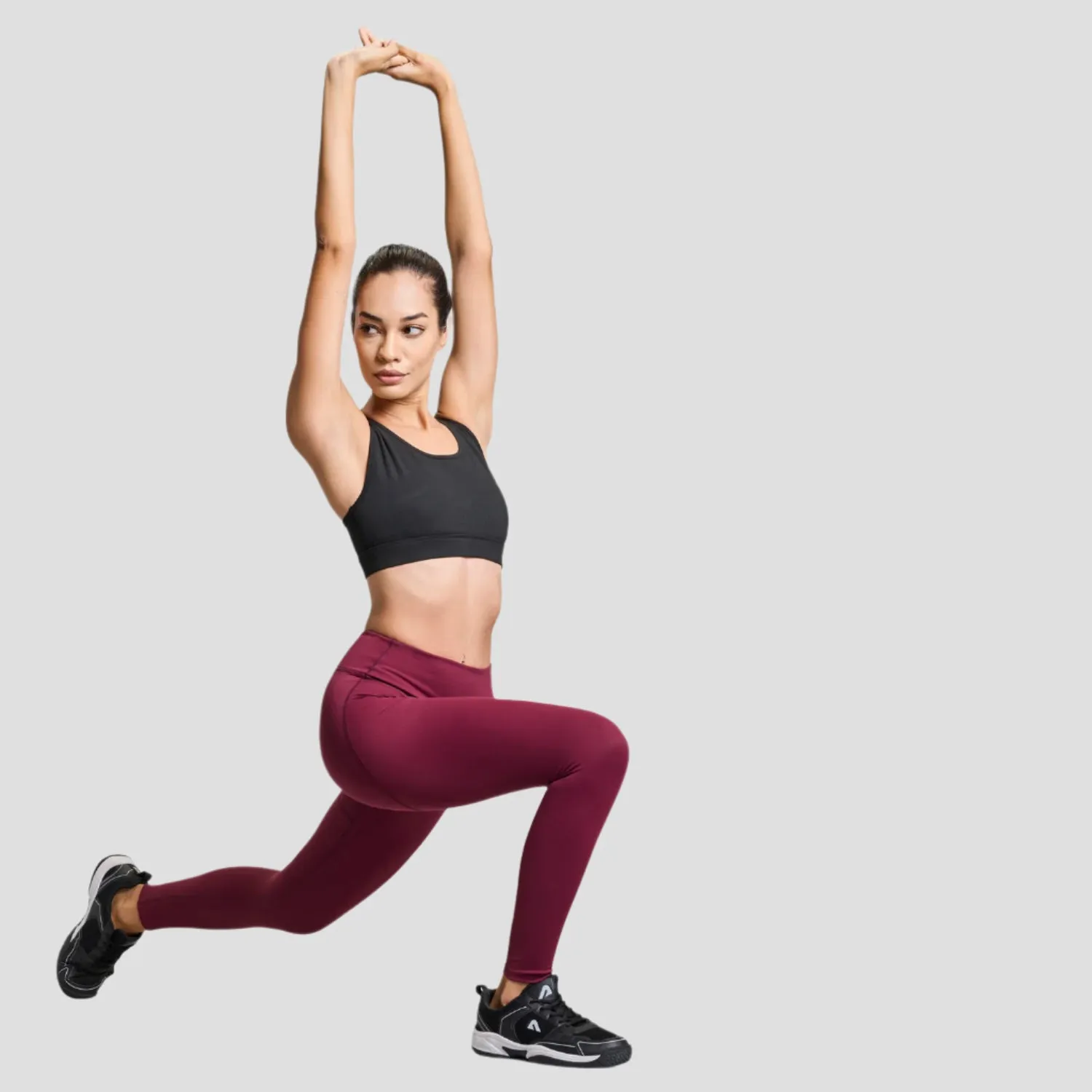 Womens Limitless Leggings - Burgundy Reinforced Seams