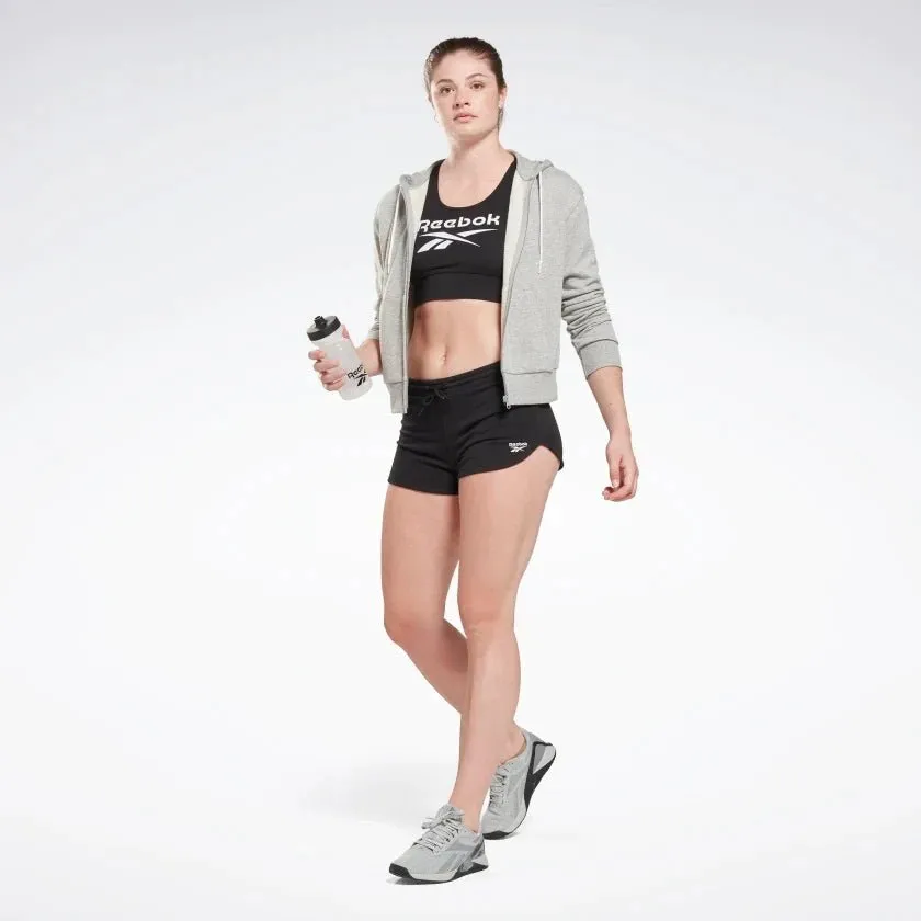 Gusseted Crotch Design Reebok Women's Identity French Terry Black Shorts