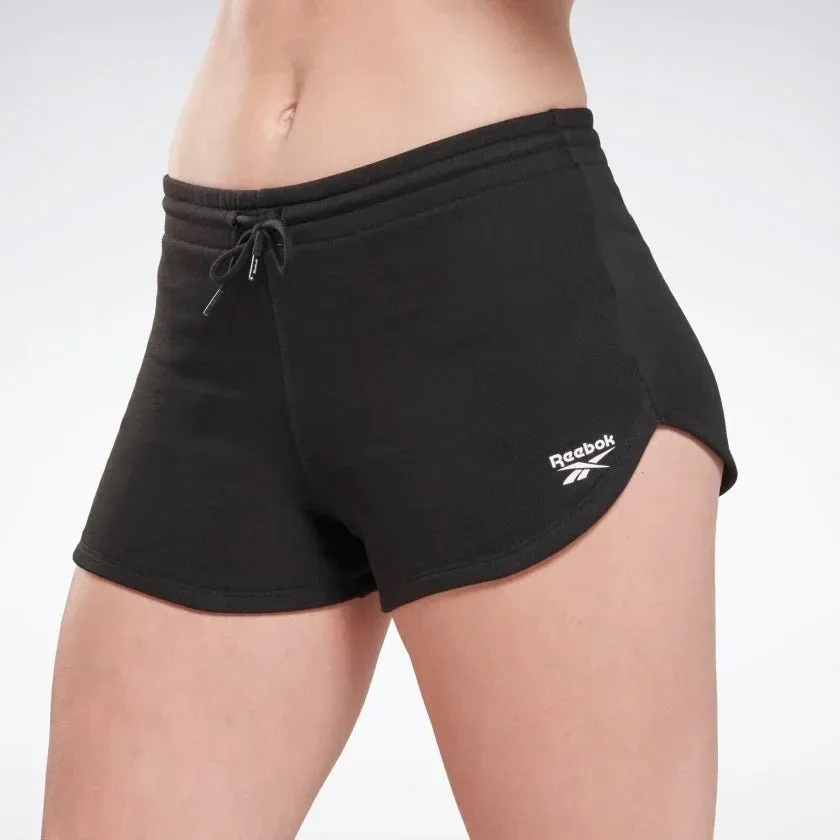 Reebok Women's Identity French Terry Black Shorts Layered Look