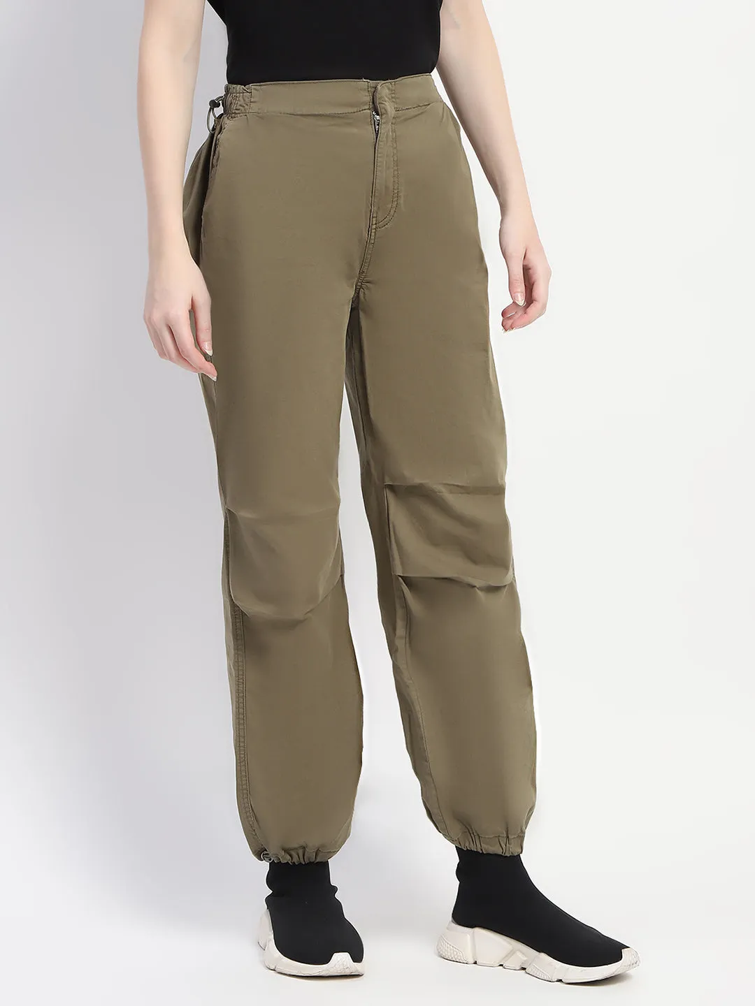 Madame Relax Fit Olive Cotton Joggers MultiPocketDesign