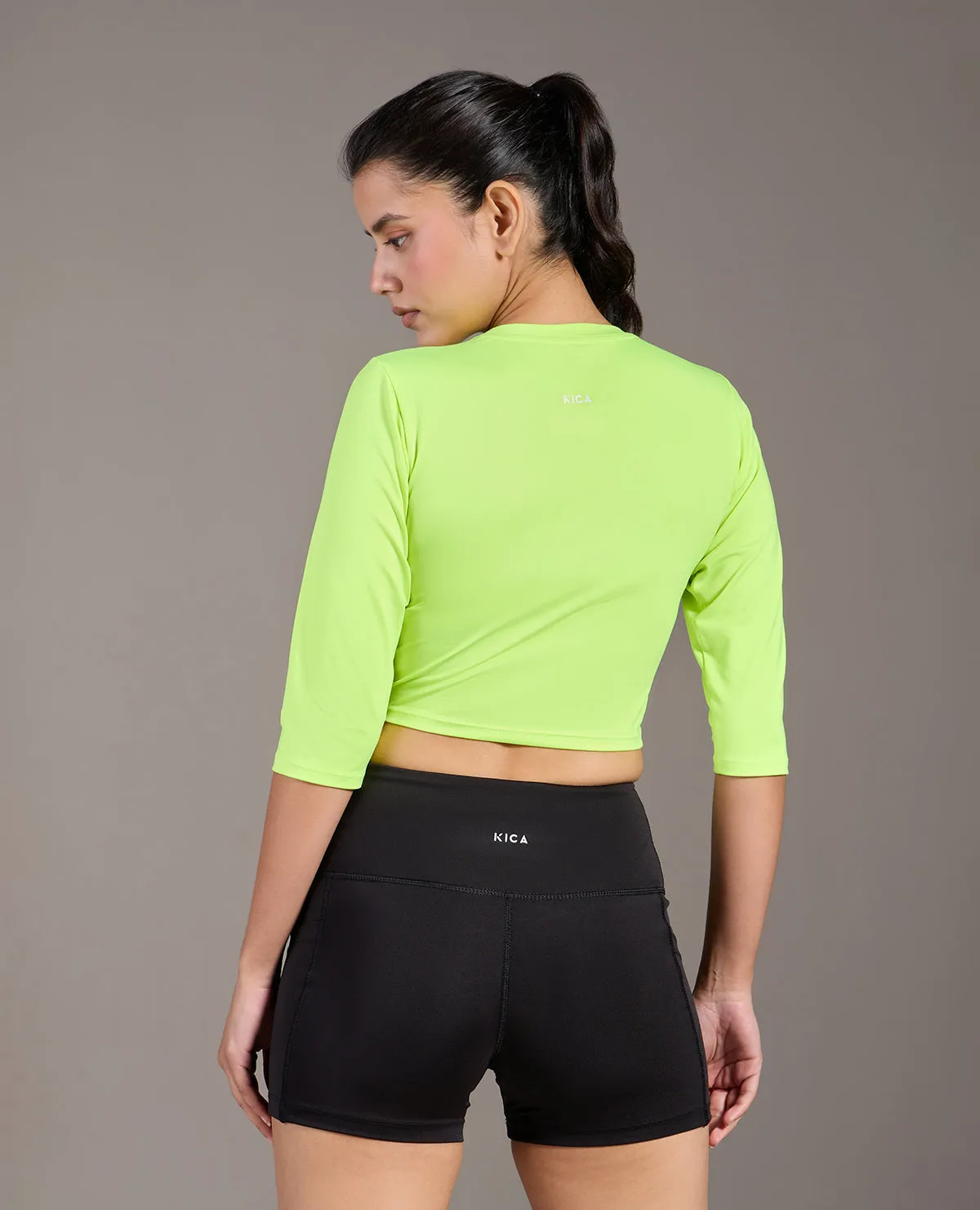 Stretch Knit Ethically Sourced Materials Gym Feather Feel Crop Top Neon