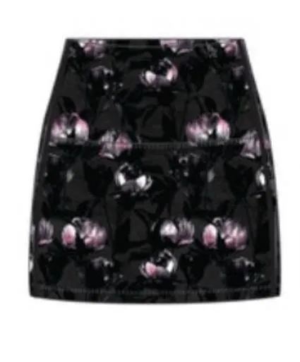 Wear It To Heart Black Peony High Waist Skort Gathered waist Modern Edge