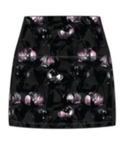 Hand Painted Wear It To Heart Black Peony High Waist Skort