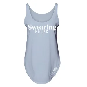Women's Swearing Helps Flowy Tank - Stonewash Denim Secure Fit Design