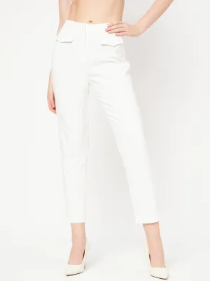 Water Resistant Cozy and Relaxed Madame White Solid Trouser