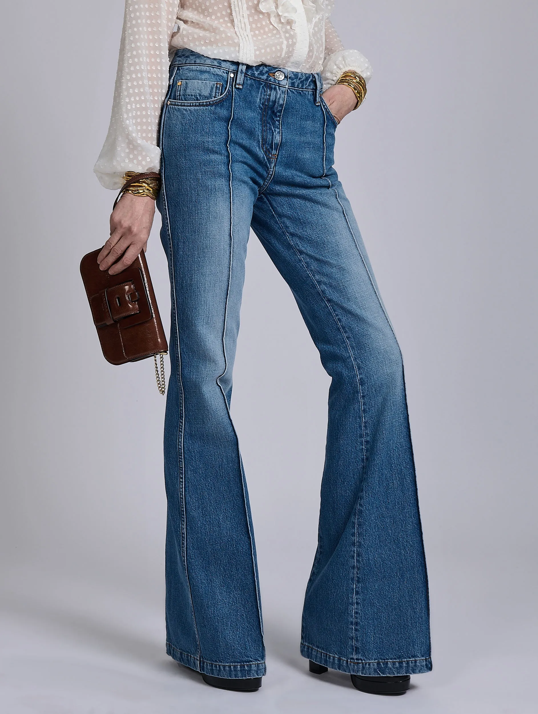 All-Season Wear Static free Blue denim bootcut jeans