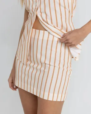 Travel Friendly Tide Stripe Mini Skirt - Natural