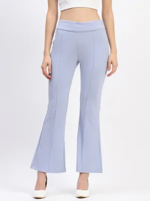 Breathable Comfort Comfort-First Madame Pleated Elasticated Waist Solid Sky Trousers