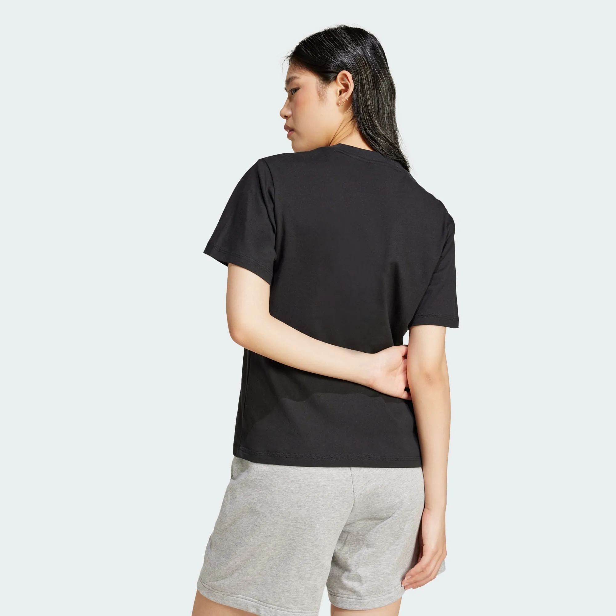 Sleek Fit Ethically Sourced Cotton Adidas Women's Essentials Small Logo Black Tee