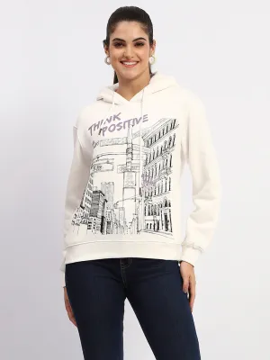 Windproof Design Easy iron Madame White Graphic Printed Hoodie Sweatshirt