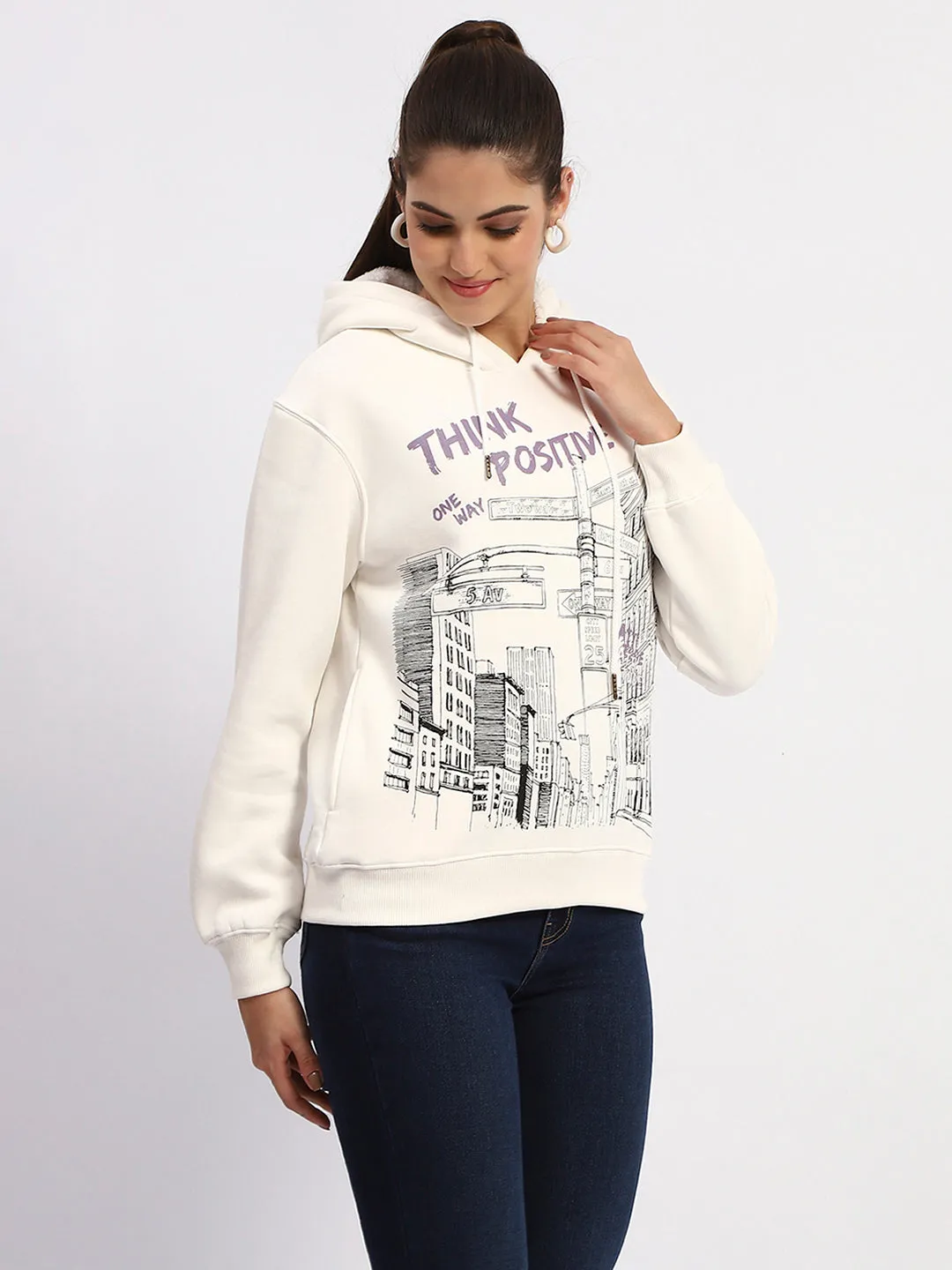 Generic Cozy Outerwear Madame White Graphic Printed Hoodie Sweatshirt