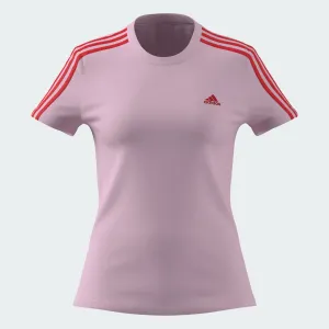 Cozy Feeling Adidas Women's Slim 3-Stripes Pink Tee