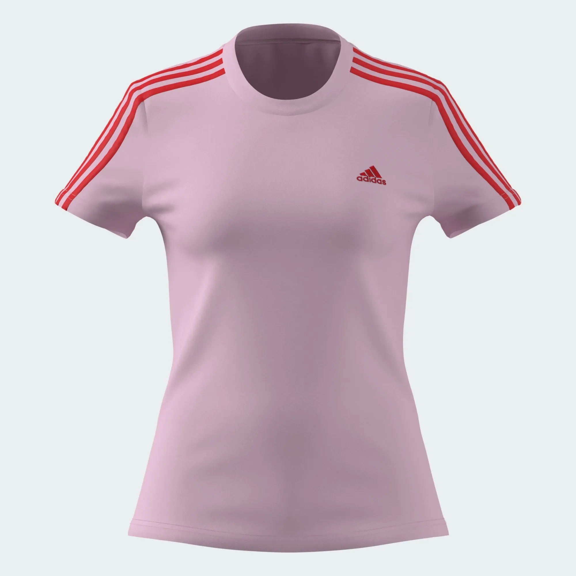 Adidas Women's Slim 3-Stripes Pink Tee Outdoor Adventure Sublimation Resistant Fabric