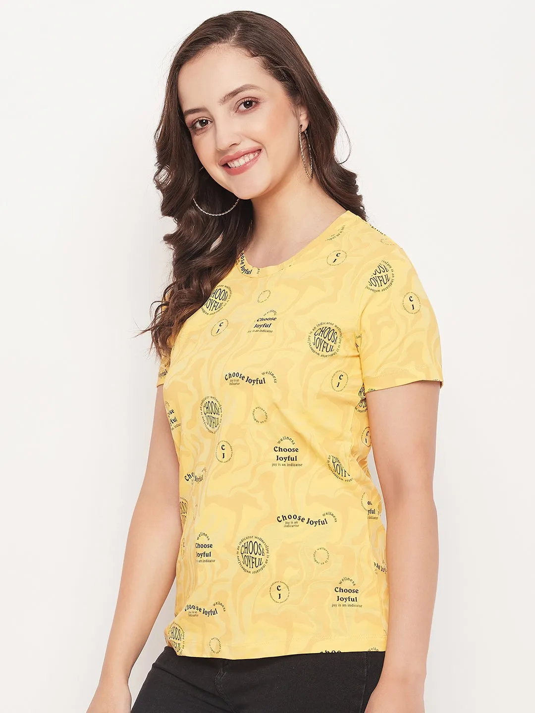Madame Mustard Printed Regular Fit T-Shirt Sustainable Material Blend Low Impact Processing