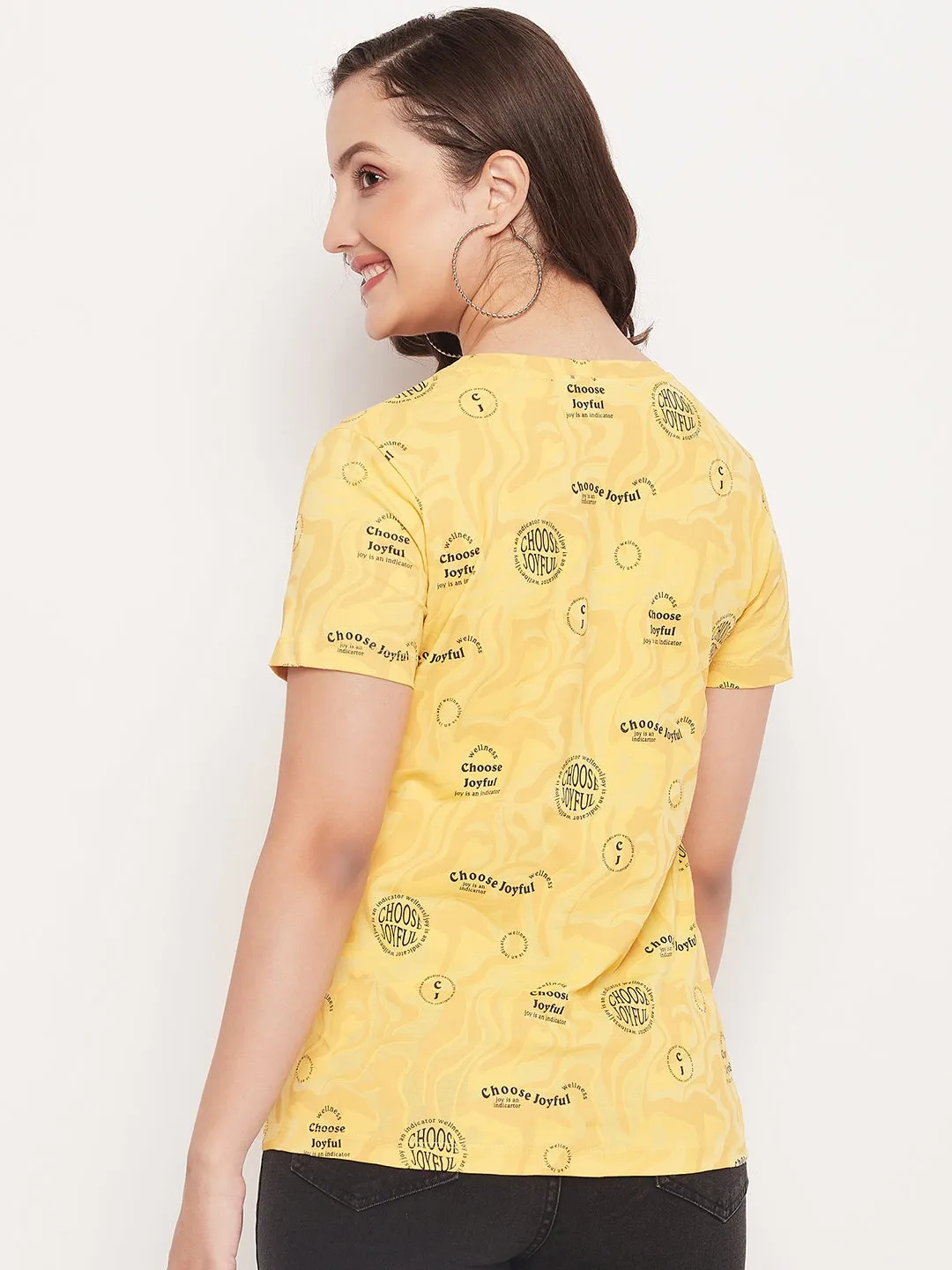 Madame Mustard Printed Regular Fit T-Shirt Trendy Design Timeless Comfort Wear