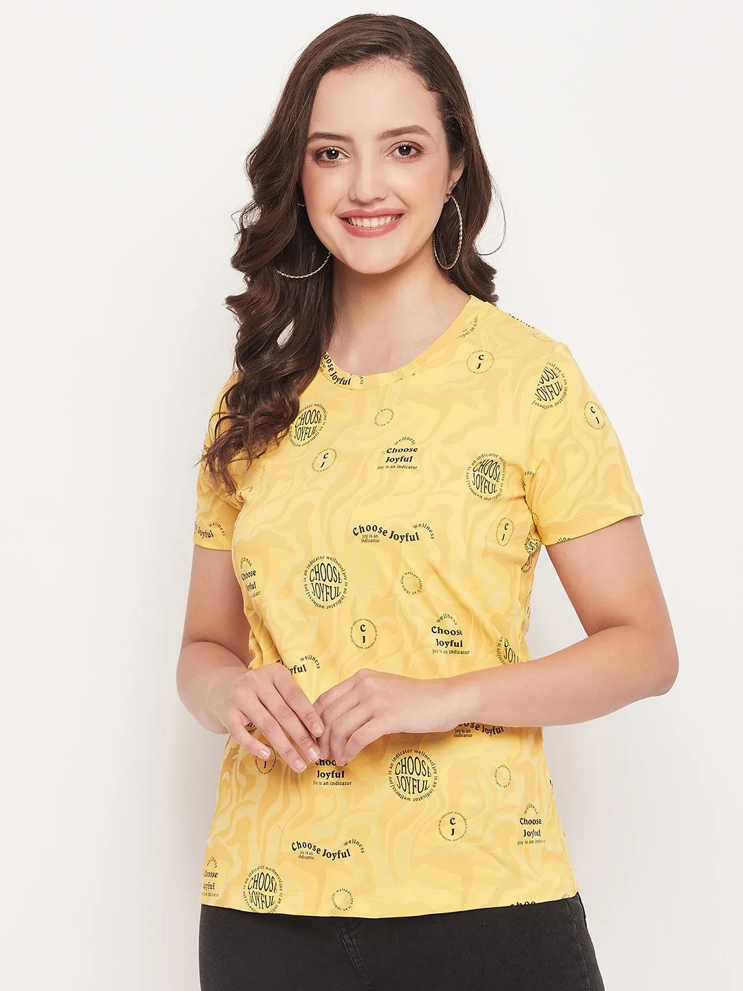 Hygroscopic Fiber Madame Mustard Printed Regular Fit T-Shirt