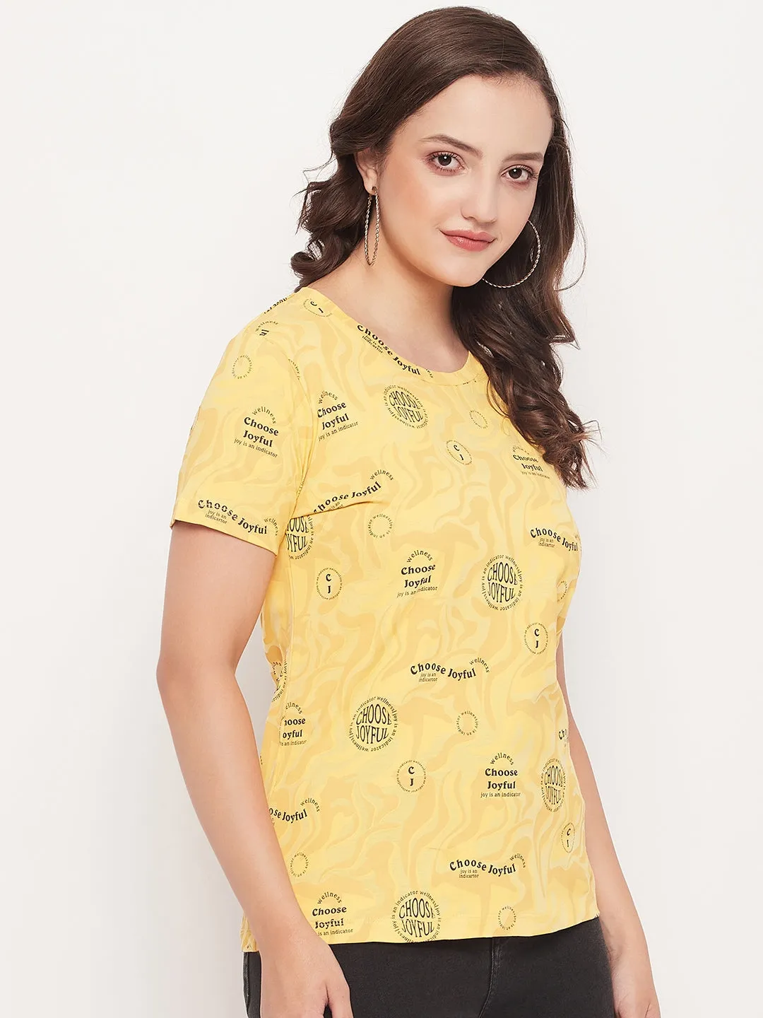 Madame Mustard Printed Regular Fit T-Shirt Soft Layer Informal charm