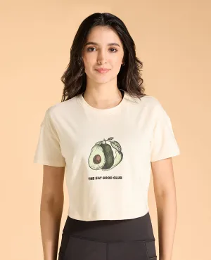 Avocado Cropped Cotton Top Loose Fit Layering Must-Have