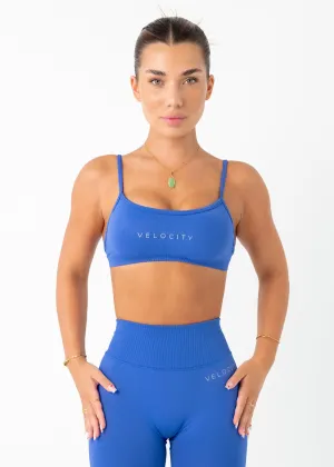 V SCULPT BRALETTE - COBALT topstitching Cropped fit