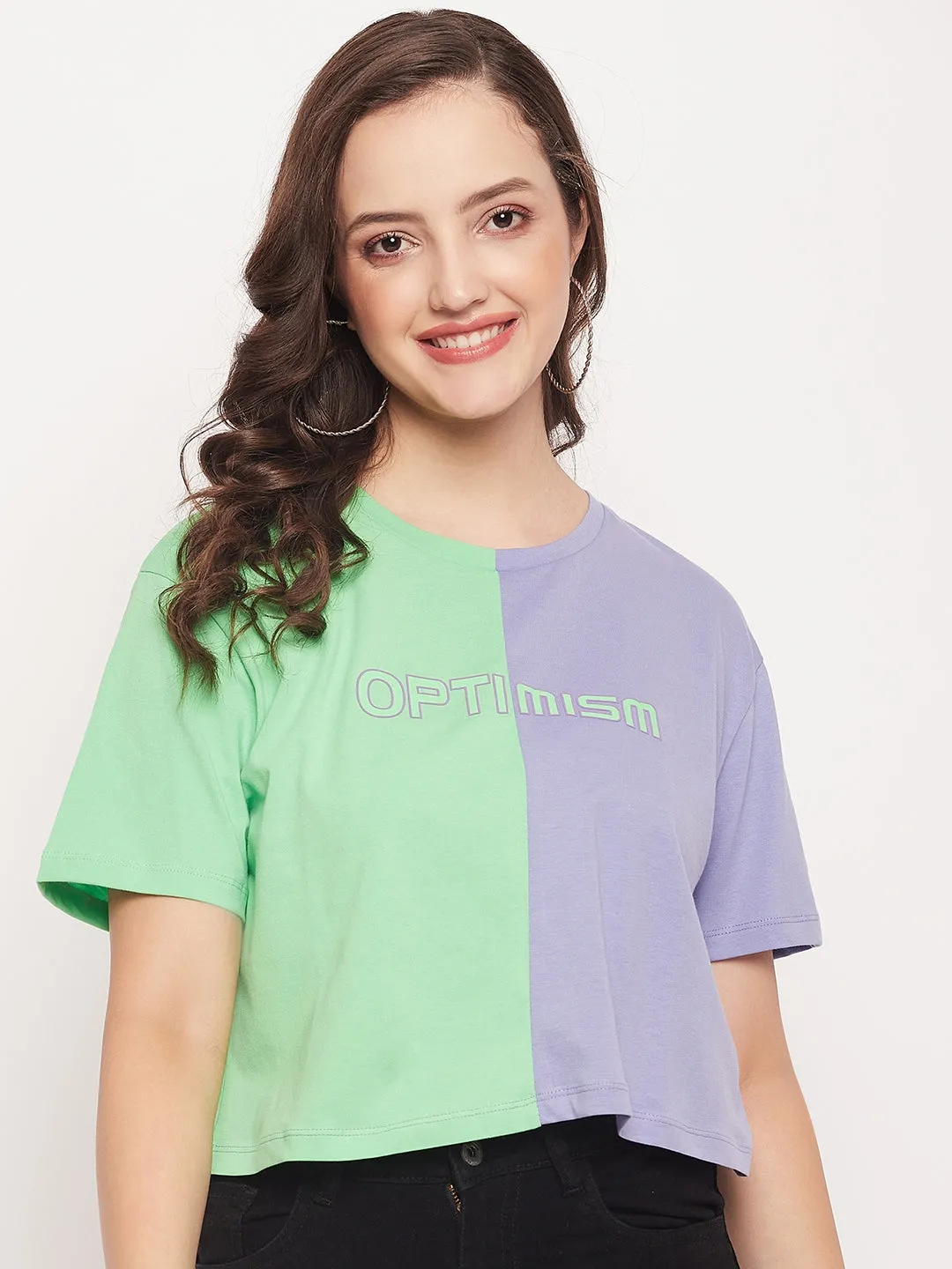 Madame Violet Colourblock Printed T-shirt Easy Fit Urban Style Trend