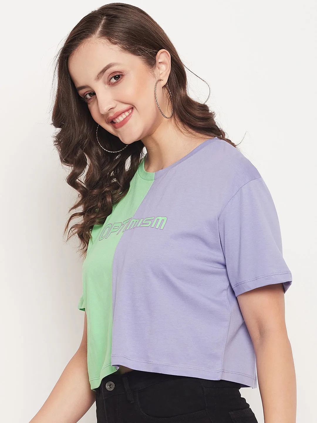 Affordable accessibility Comfy Layering Madame Violet Colourblock Printed T-shirt