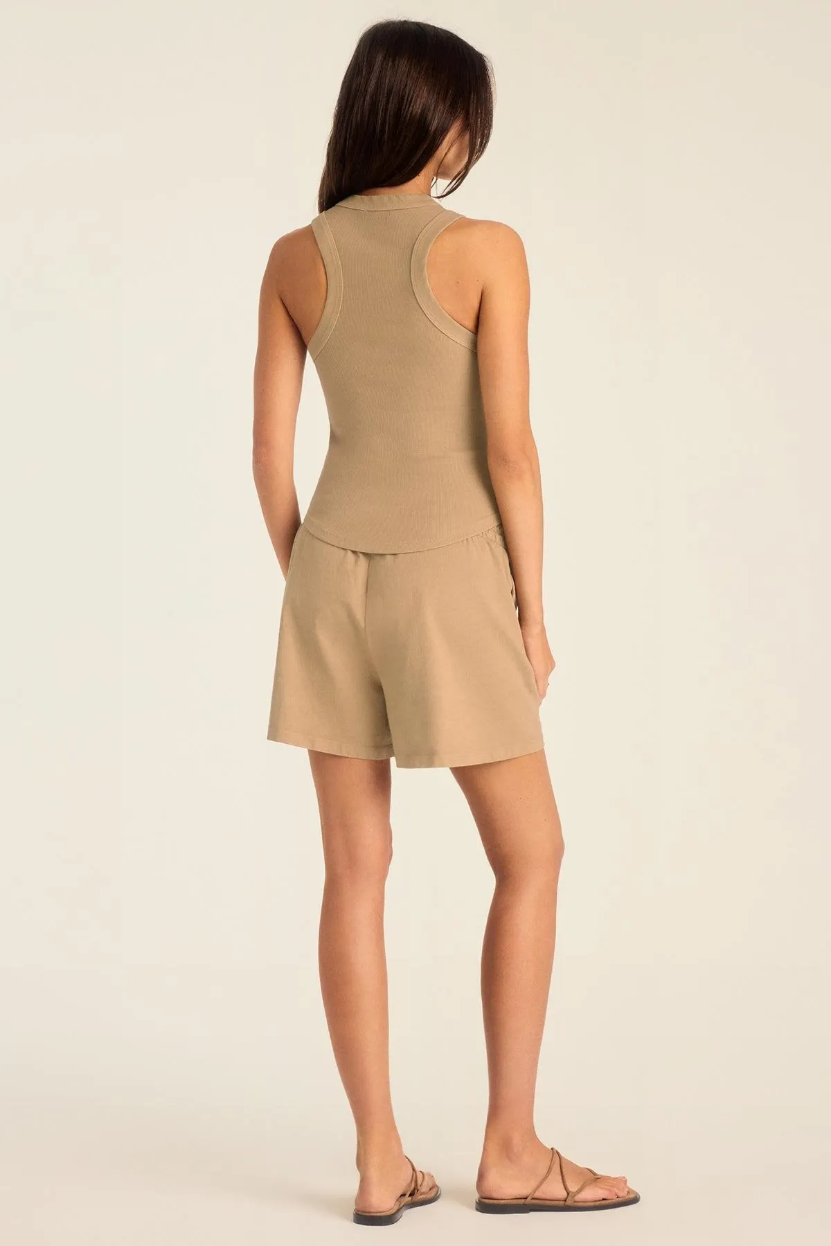 Daybreak Essential Tank - Latte Cotton Rib Soft Smooth