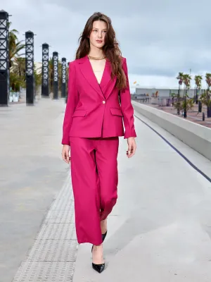 Breathable mesh lining Ventilated Mesh Lining Madame Straight Fit Flared Hot Pink Trousers