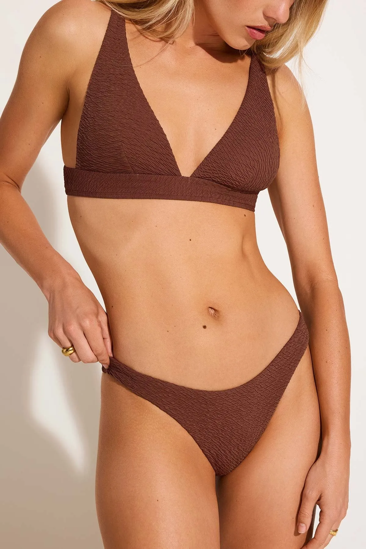 Four Way Stretch Fabric Tagless Comfort Finish California High Leg Bottom - Brick Riviera Ripple