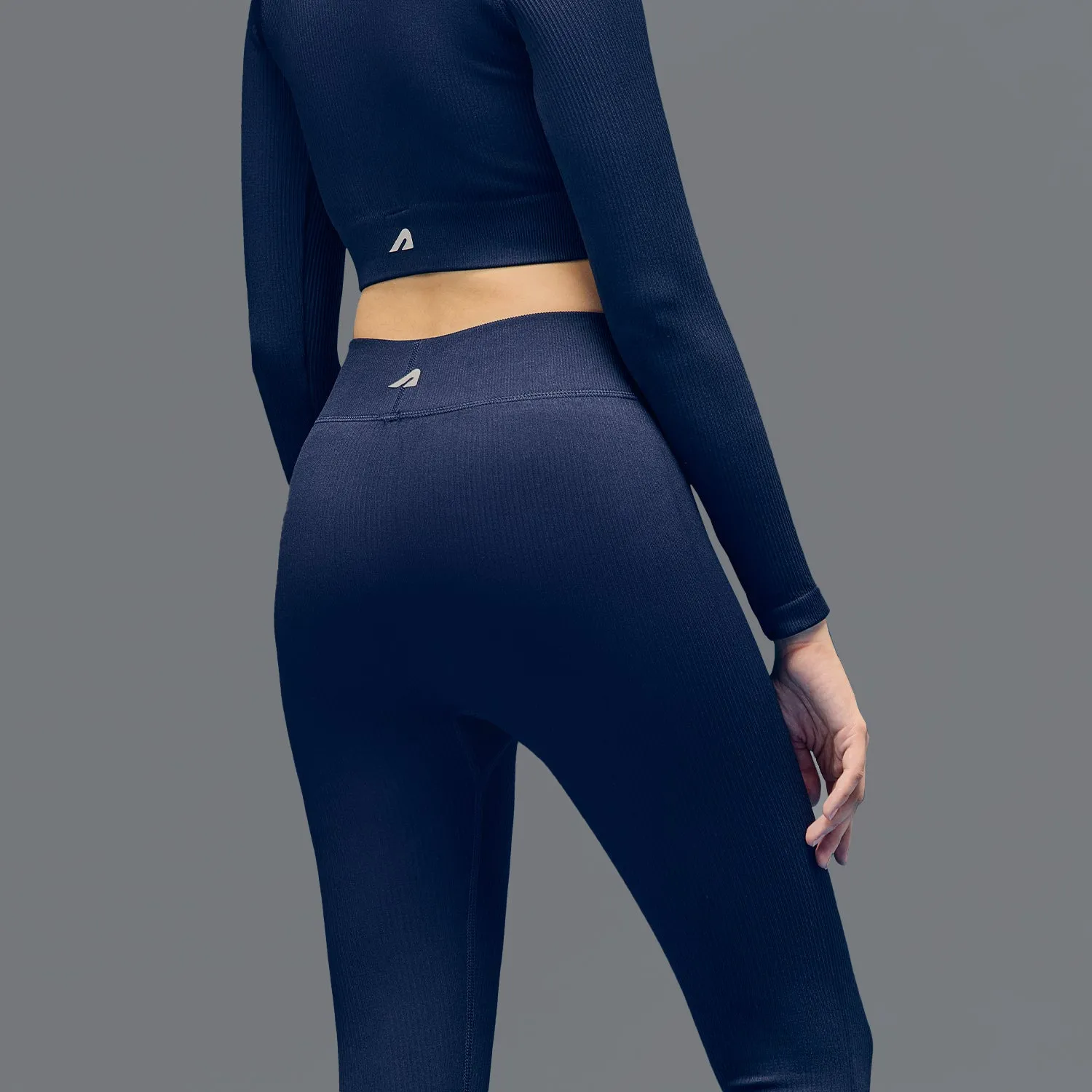 Airflow Vents Double Layer Budget Friendly Limitless Snatched Ribbed Legging - Navy Blue