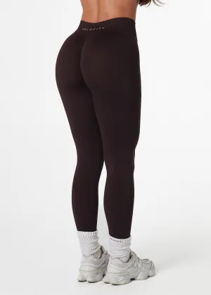 Flexible Fabric Double Layer Dance Practice SILHOUETTE SCRUNCH LEGGINGS - ESPRESSO