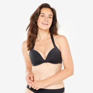 Top bikini Mujer push up relleno fijo aros negro Opaque Lining
