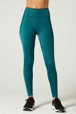 Wear It To Heart Bowie High Waist Legging - Teal Nova Sparkle Postpartum Fit Daily Routine