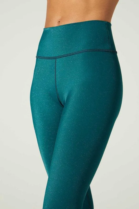 Wear It To Heart Bowie High Waist Legging - Teal Nova Sparkle Comfort Flex Wear Studio Practice Maternity Wear
