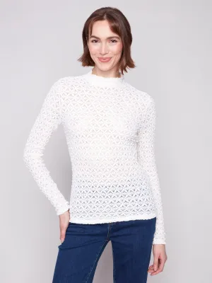 Lace Mock Neck Top - Ecru Timeless Dress Stylish Jacket