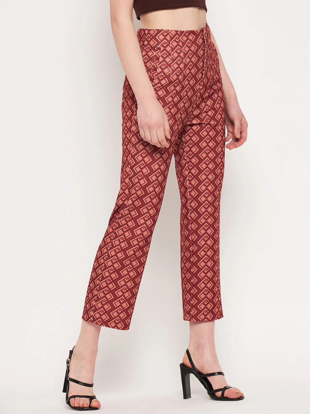 Essential Comfort Wear Lightweight Madame Printed Rosewood Trouser