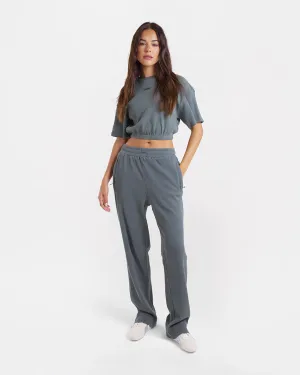 Cozy Dress Shirley Waffle Cropped T-Shirt - Green