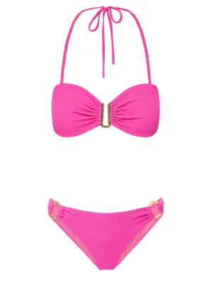 Lightweight Construction Cindy Top   Ring Trim Bottom in Shocking Pink Texture