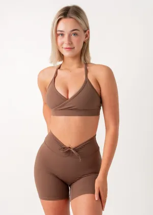 POISE HALTER BRA - CHOCOLATE Structural seams Gym-goers