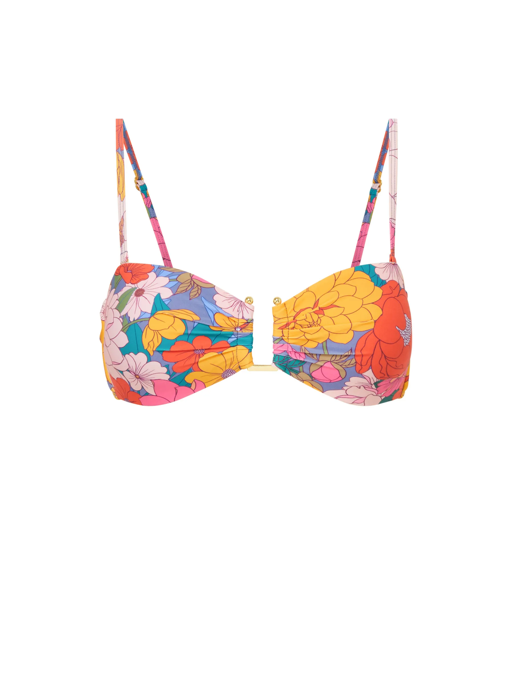 Gina Top In Zinnia Fields No Ride Up Design Removable Padding