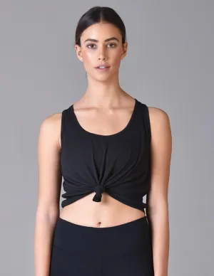 Travel Light Anti - rust Glyder Knot Crop Tank - Black