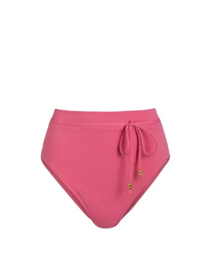 Belted Hi Waist Hi Leg Bottom In Hibiscus Metallic Abrasion Resistant Fabric Lightweight Construction
