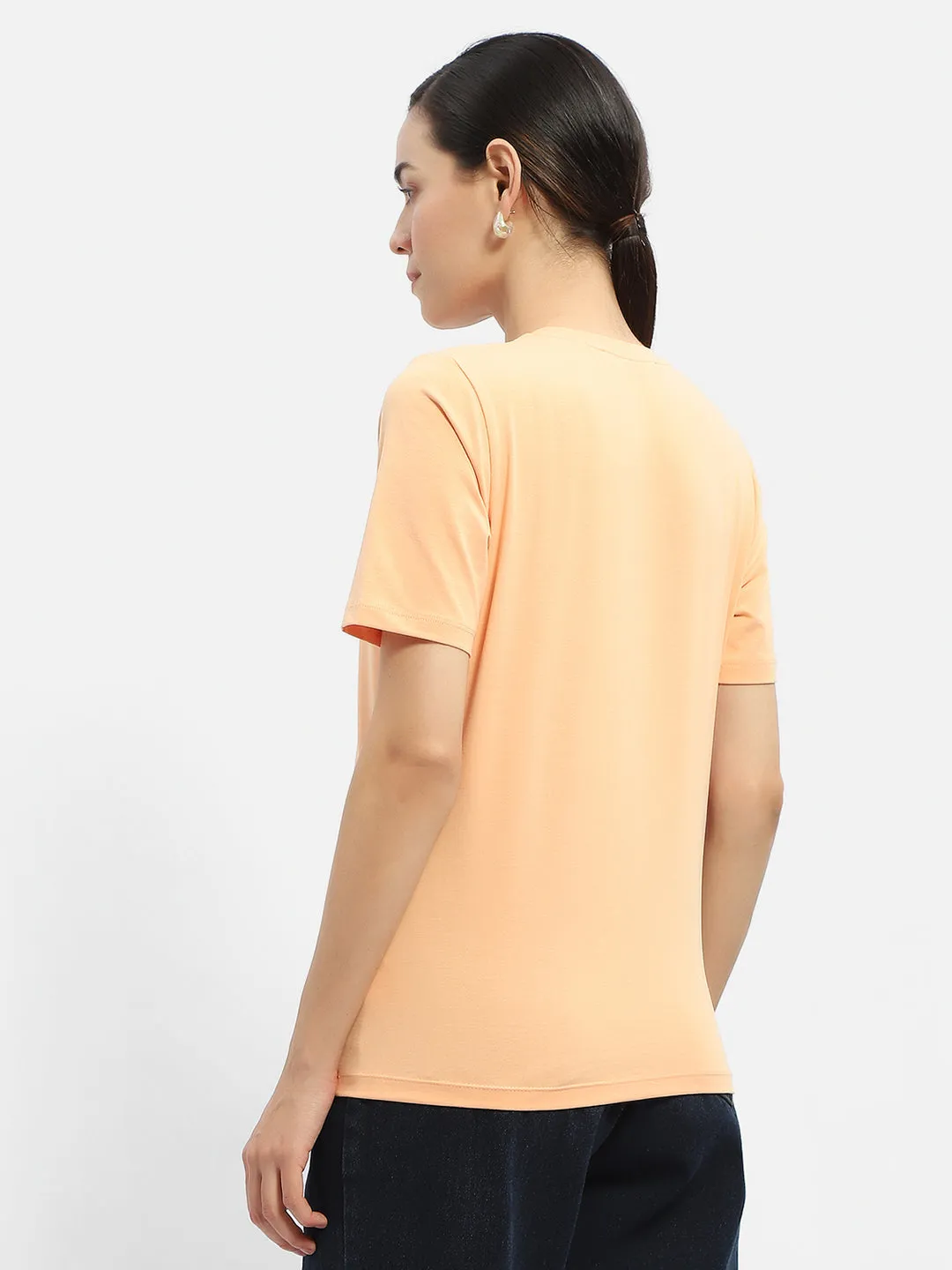 Non-toxic Madame Embellished Typography Peach Regular T-Shirt