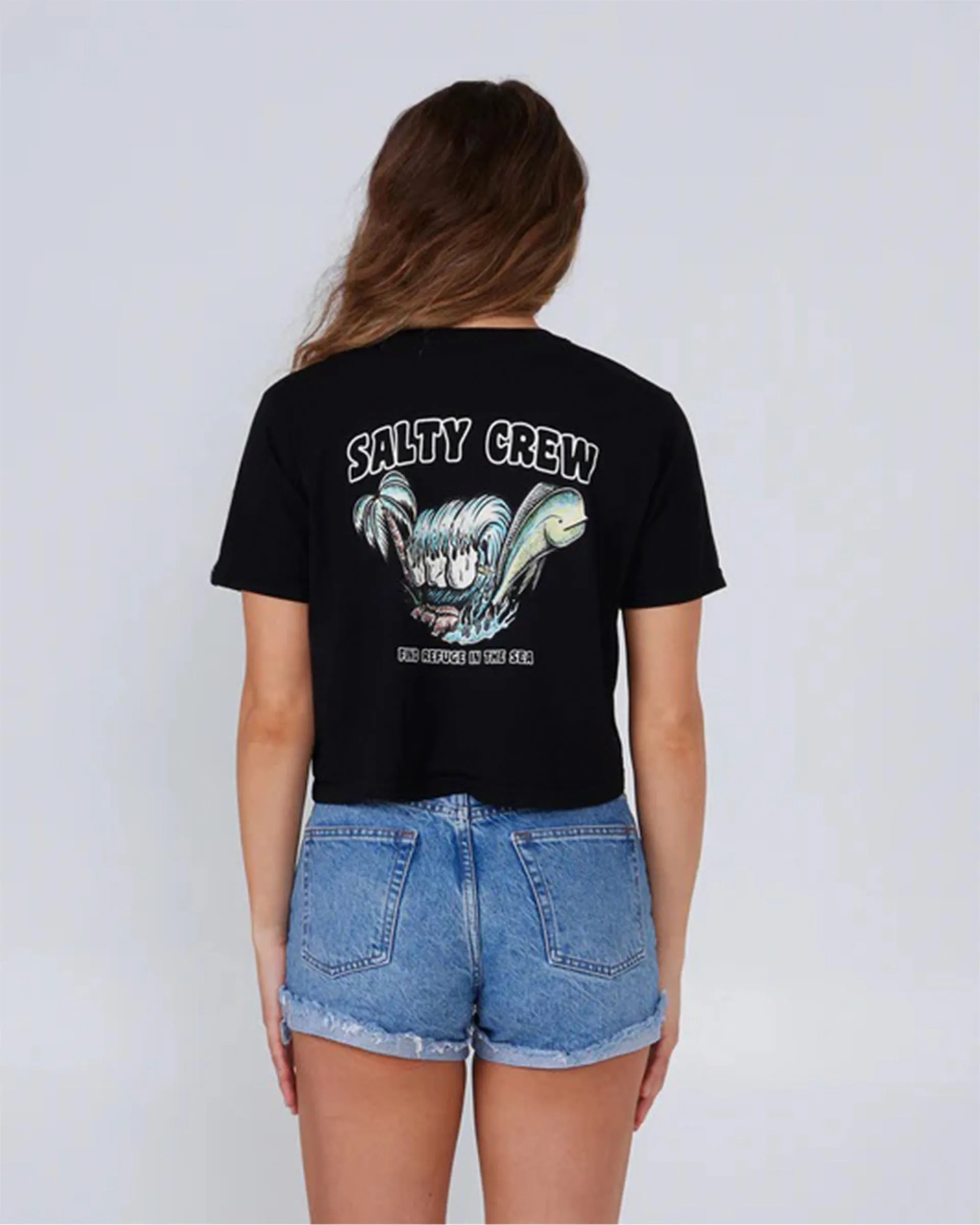 Shaka S/S Crop T-Shirt - Black Cozy Wear